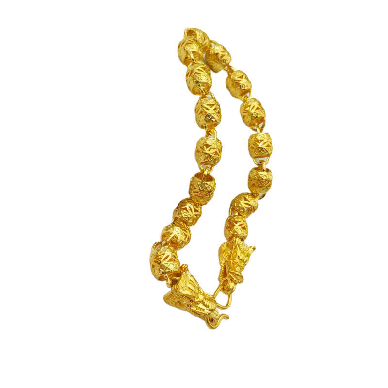 Vintage Dragon Head Gold Bracelet Unisex Hollow Design