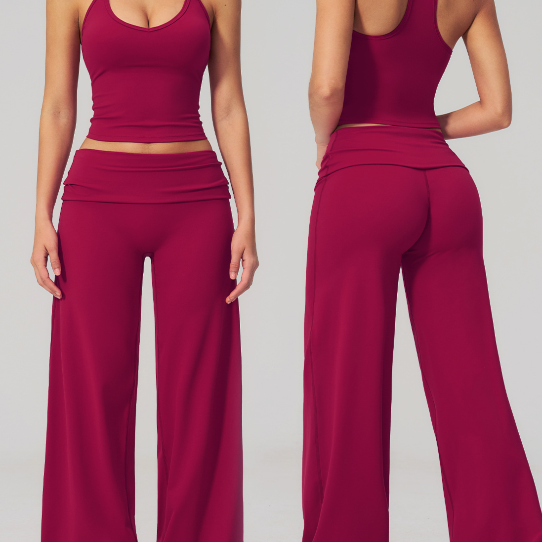 Women's Racerback Yoga Set with Wide-Leg Pants