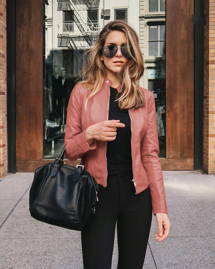 Fashionable leather jackets for women in autumn and winter