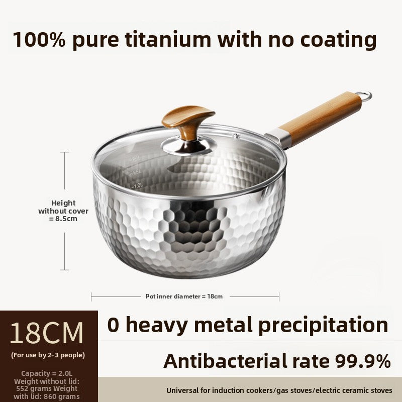Pure Titanium Hammered Texture Cooking Pot with Steamer