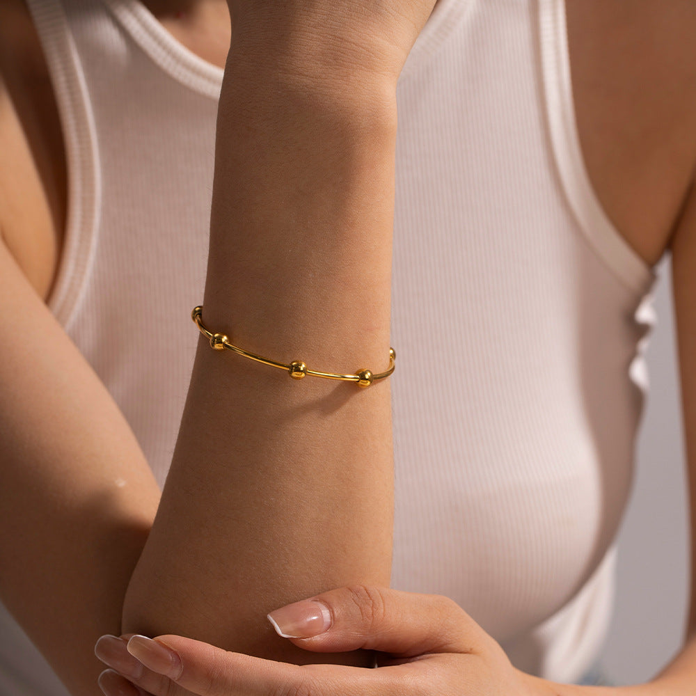 Amazon explosions do not fade titanium steel bracelet light luxury very simple wind steel ball stainless steel bracelet accessories new wholesale