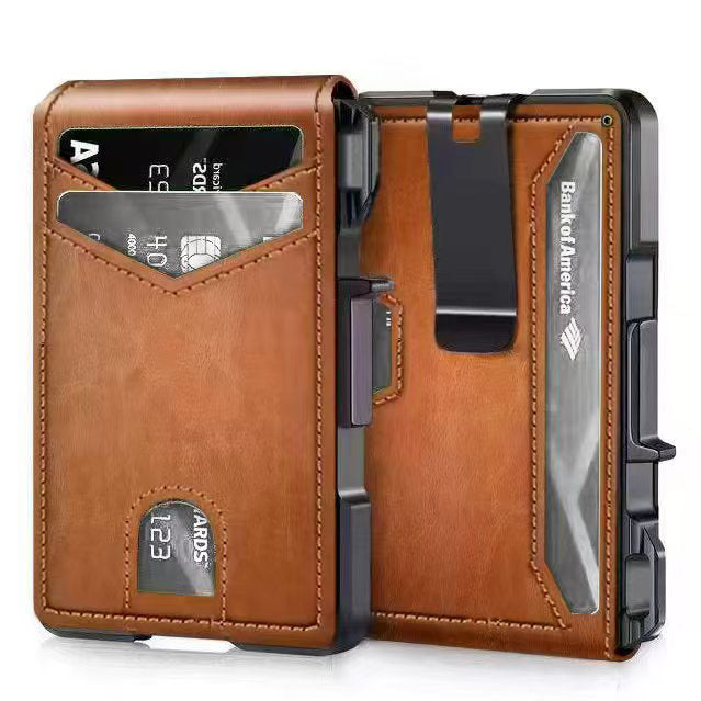 Pop-Up RFID Blocking Carbon Fiber Wallet