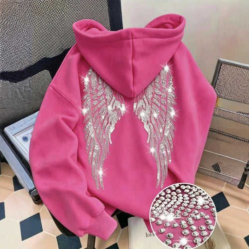 Women's long-sleeved printed hooded sweatshirt