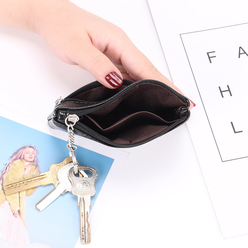 Genuine Leather Texture Women Mini Zipper Coin Purse Key Wallet