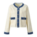 Patchwork denim fringed coat
