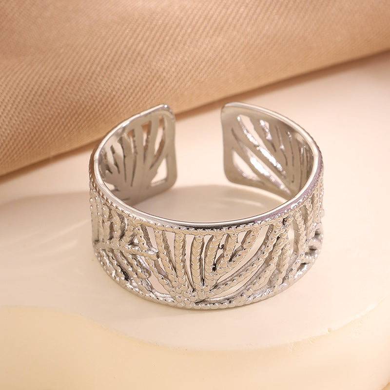 Adjustable Stainless Steel Opening Ring with Celestial Designs