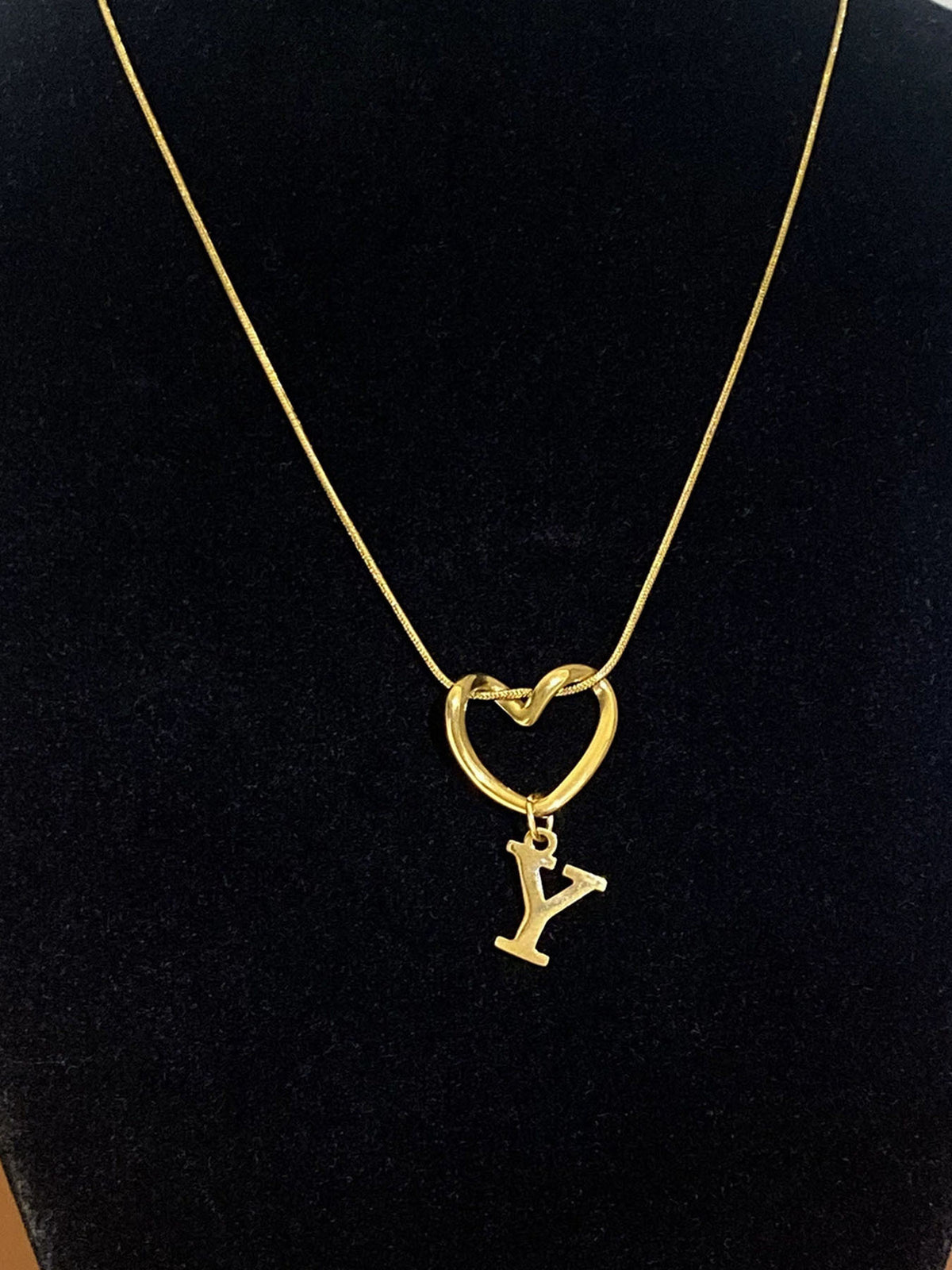 Fashion Alphabet Heart Pendant Necklace