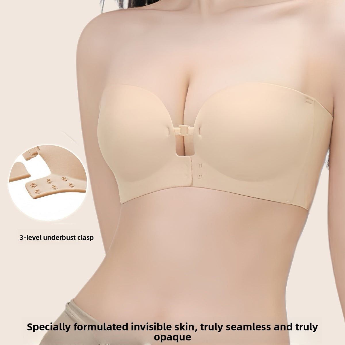 Strapless Front Clasp Push Up Bra