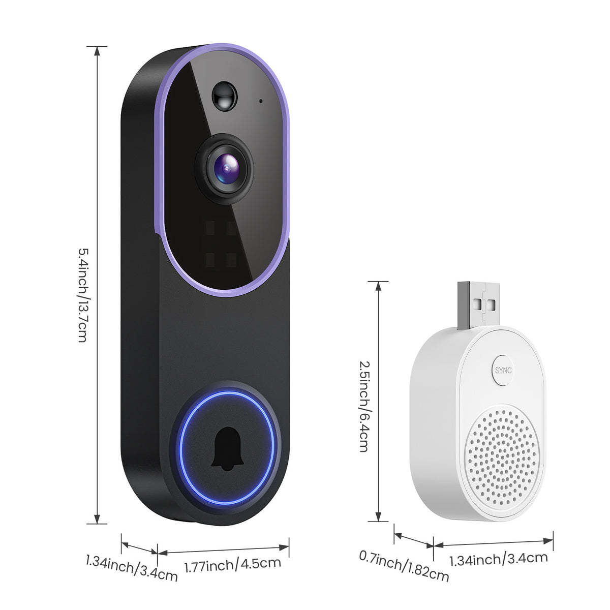 Video Doorbell Camera with Voice Intercom, Monitoring, Wifi, Hd Night Vision, Smart Doorbell, Electronic Peephole