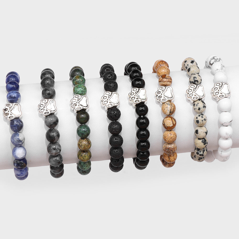 Elastic Stone Bead Bracelet Vintage Unisex Jewelry