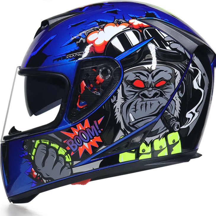Full Face Motorcycle Helmet with Dual Lens and Anti-Fog