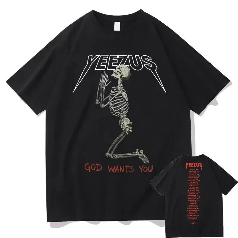 Oversized Skull Print Cotton T-Shirt