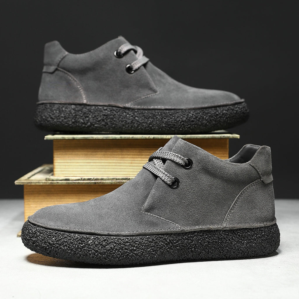Mens Suede Leather Mid Top Casual Sneakers