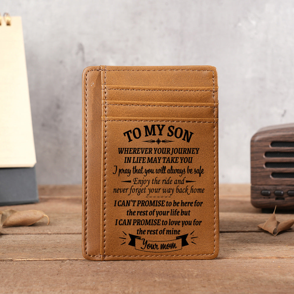 Ultra Thin Laser Engraved PU Leather Card Holder Wallet
