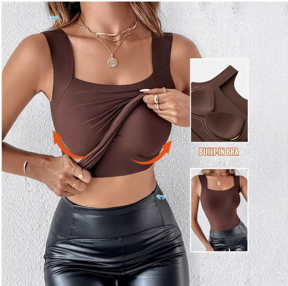 Womens Solid U-Neck Sleeveless Tank Top
