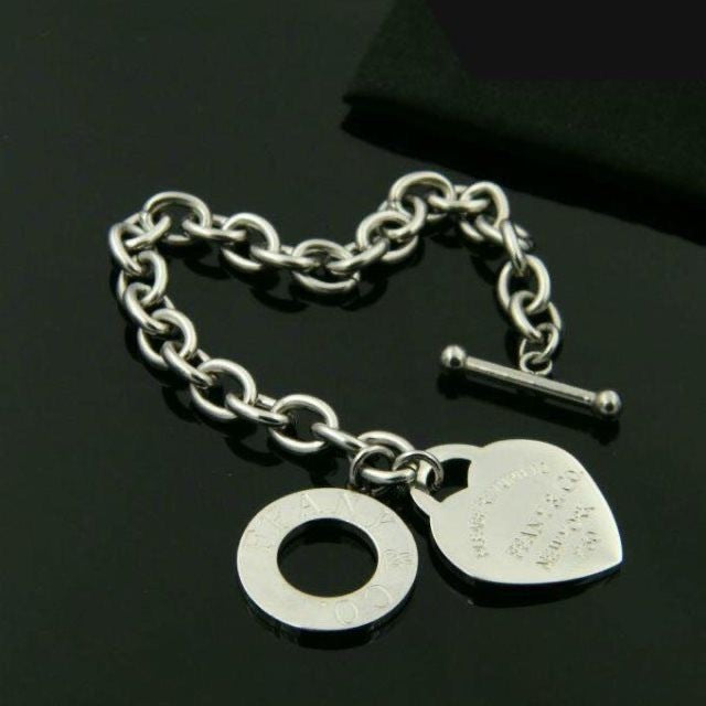 Lady OT Heart-shaped Titanium Steel Bracelet