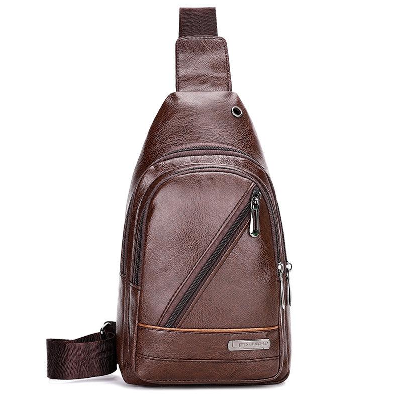 Mens PU Leather Crossbody Chest Bag