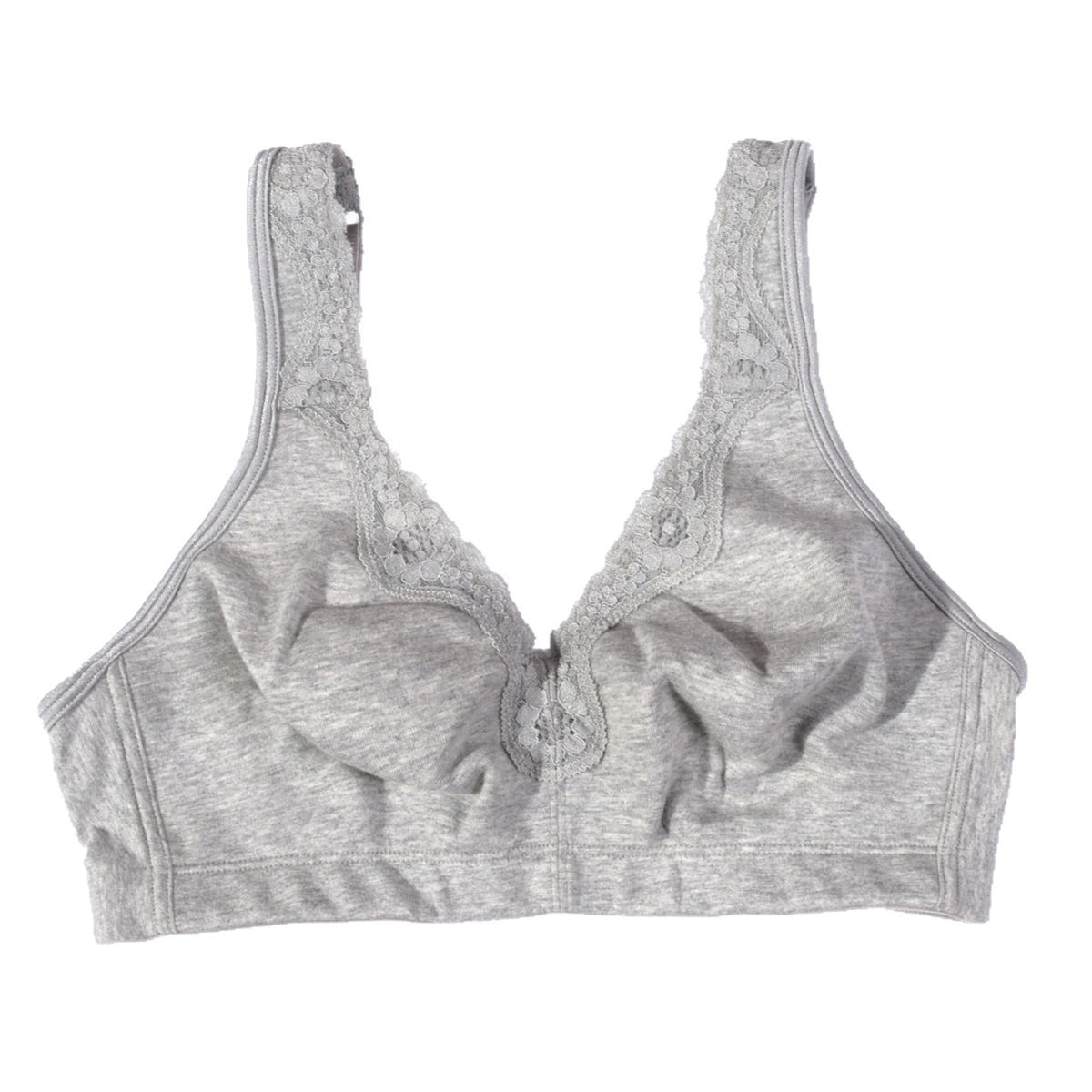 Breathable Full-Cup Lace Trim Plus-Size Bra for Large Busts