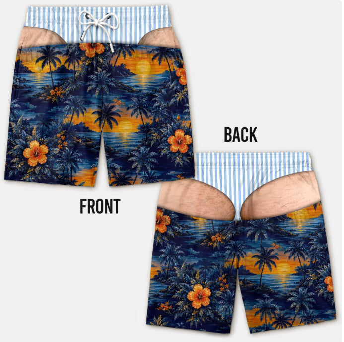 Men's 3D Patriotic Print Loose Beach Shorts
