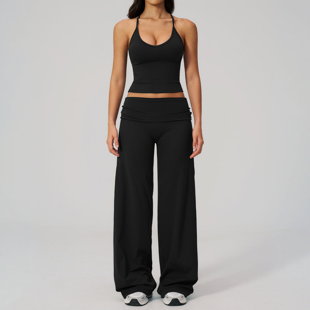 Women's Racerback Yoga Set with Wide-Leg Pants