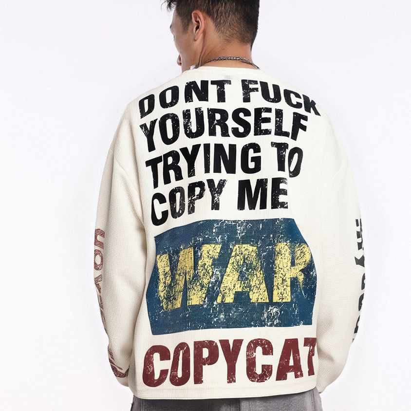 Lazy Style Retro Round-neck Printed Sweatshirt