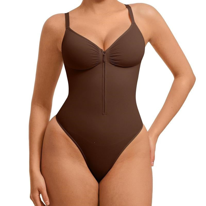 V-Neck Zip Front Bodysuit