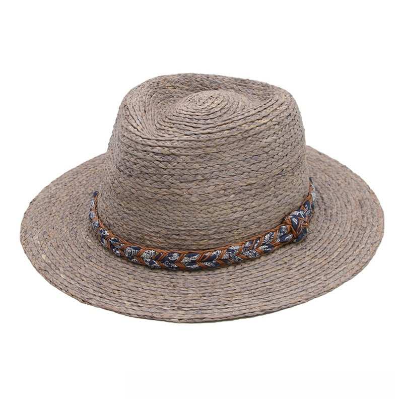 Unisex Raffia Panama Hat Sun Protection Wide Brim Jazz Hat