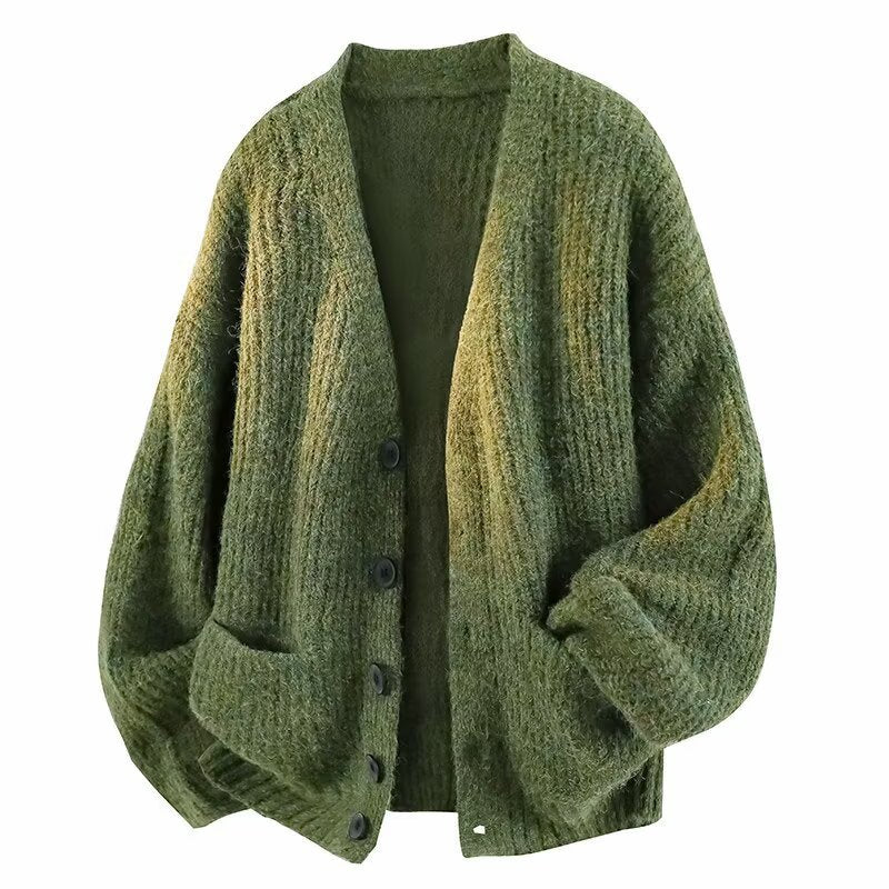 Men's V-neck knitted cardigan sweater
