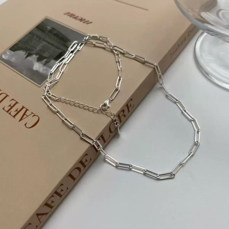 Checkered Cross Pendant Necklace with Square Chain
