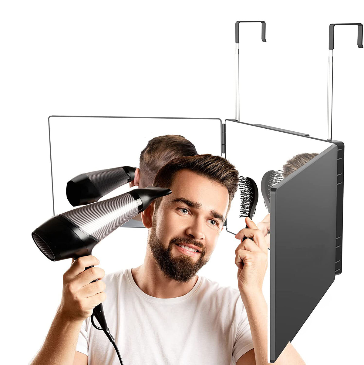 Adjustable folding makeup mirror