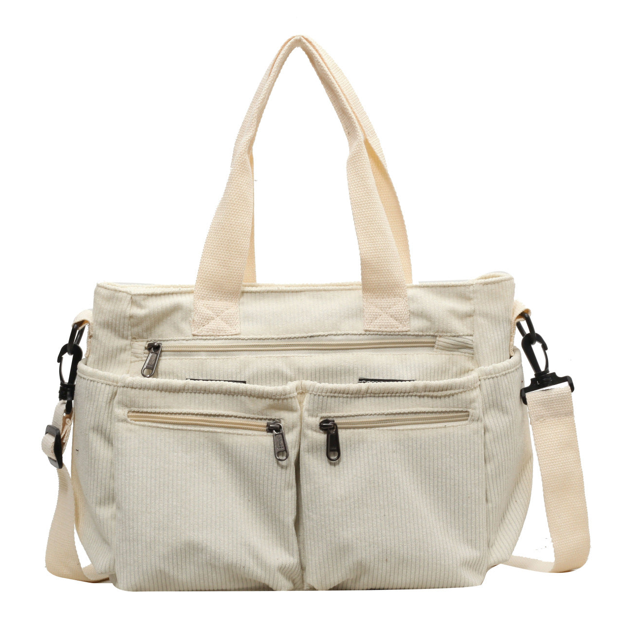 Large-capacity corduroy shoulder bag with slanted strap