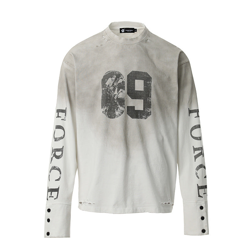 Retro Distressed Long Sleeve T-Shirt Unisex Streetwear