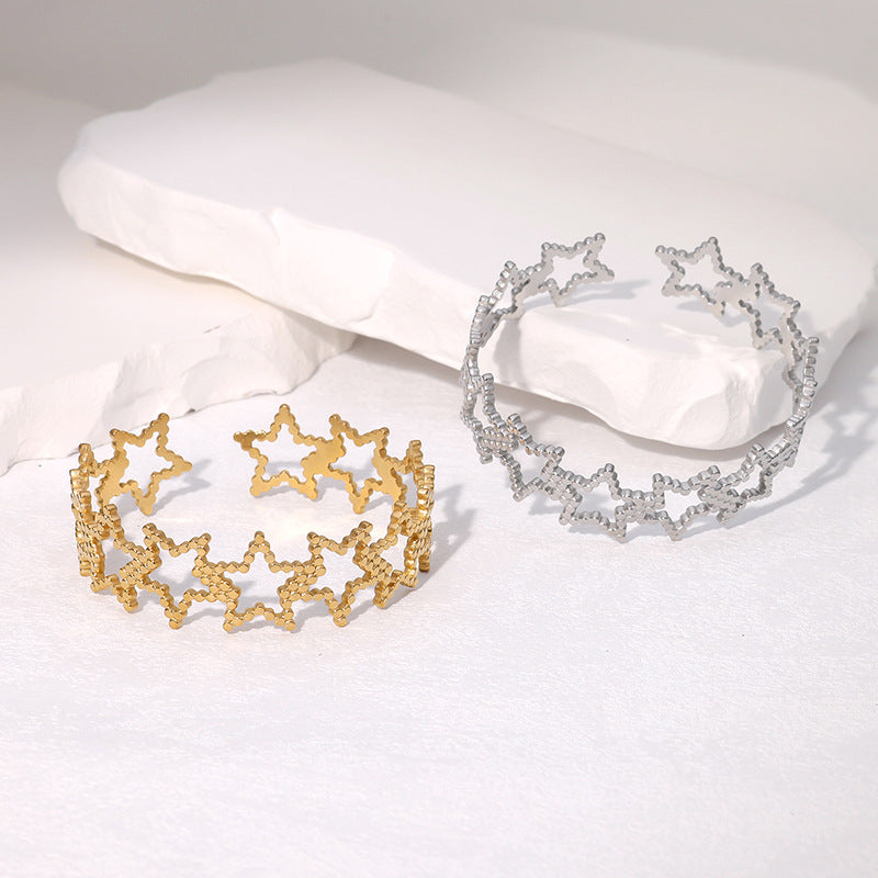 Hollow Five-Pointed Star Opening Bracelet