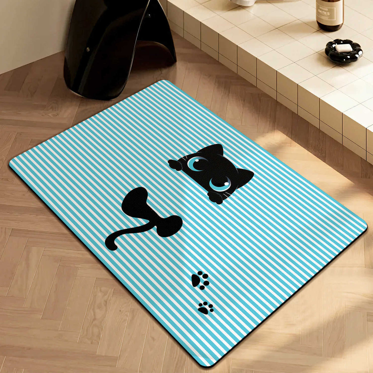 Japanese-style simple shower room door, absorbent floor mat household entrance, entrance cat floor mat solid color bathroom door mat