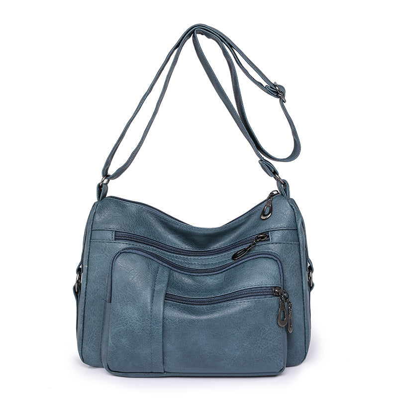 Women's Large Capacity Soft Leather Shoulder Crossbody Bag for Daily Use