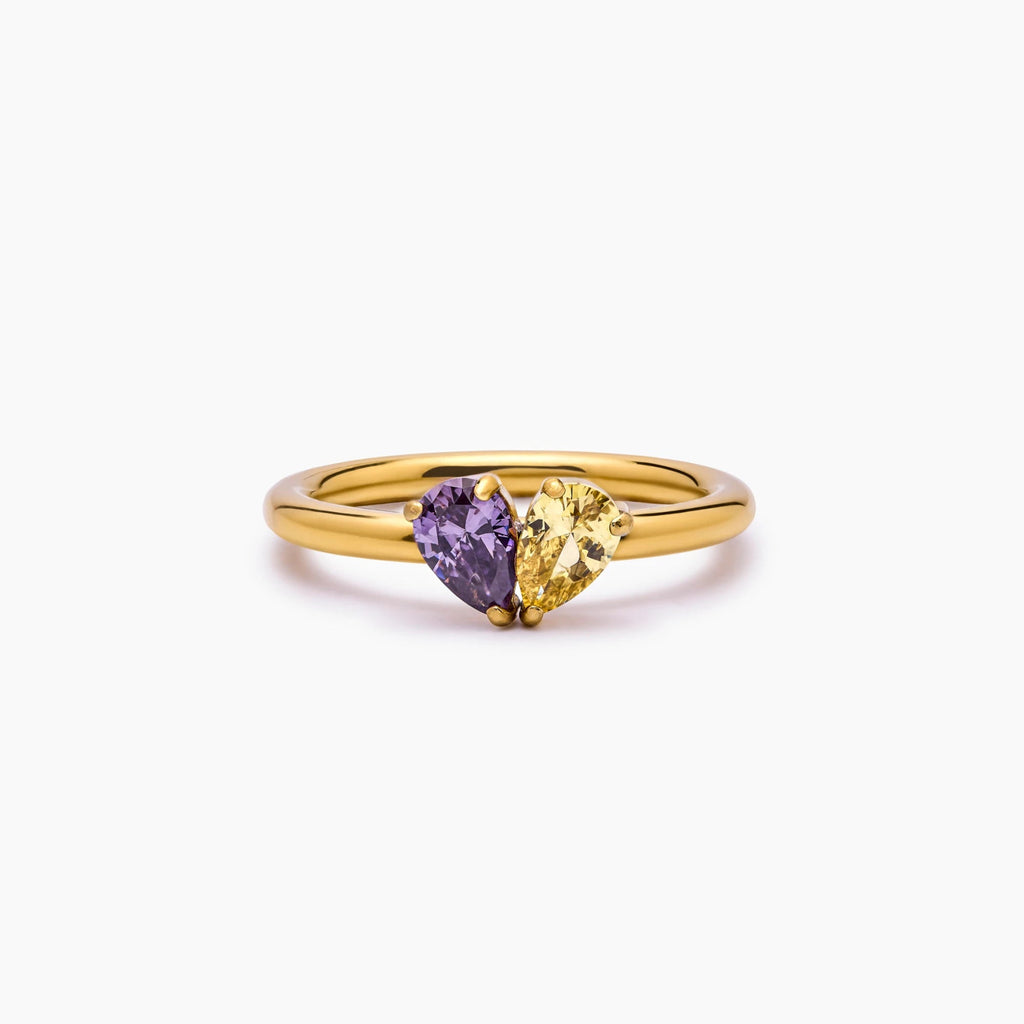 Stainless steel double-stone ring for women