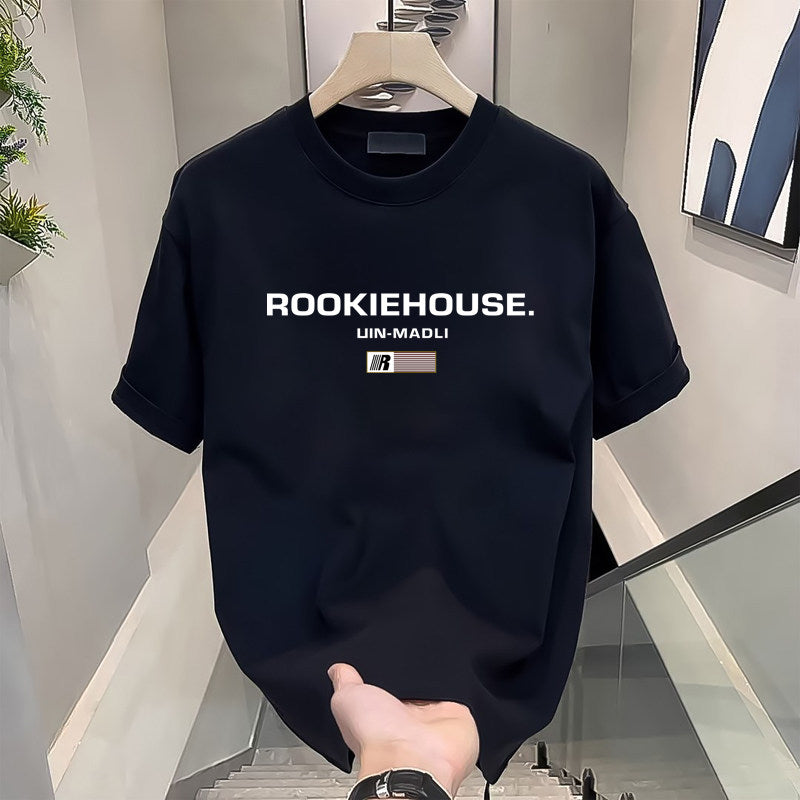 Mens Cotton Short Sleeve Tshirt Loose Fit Printed Tops