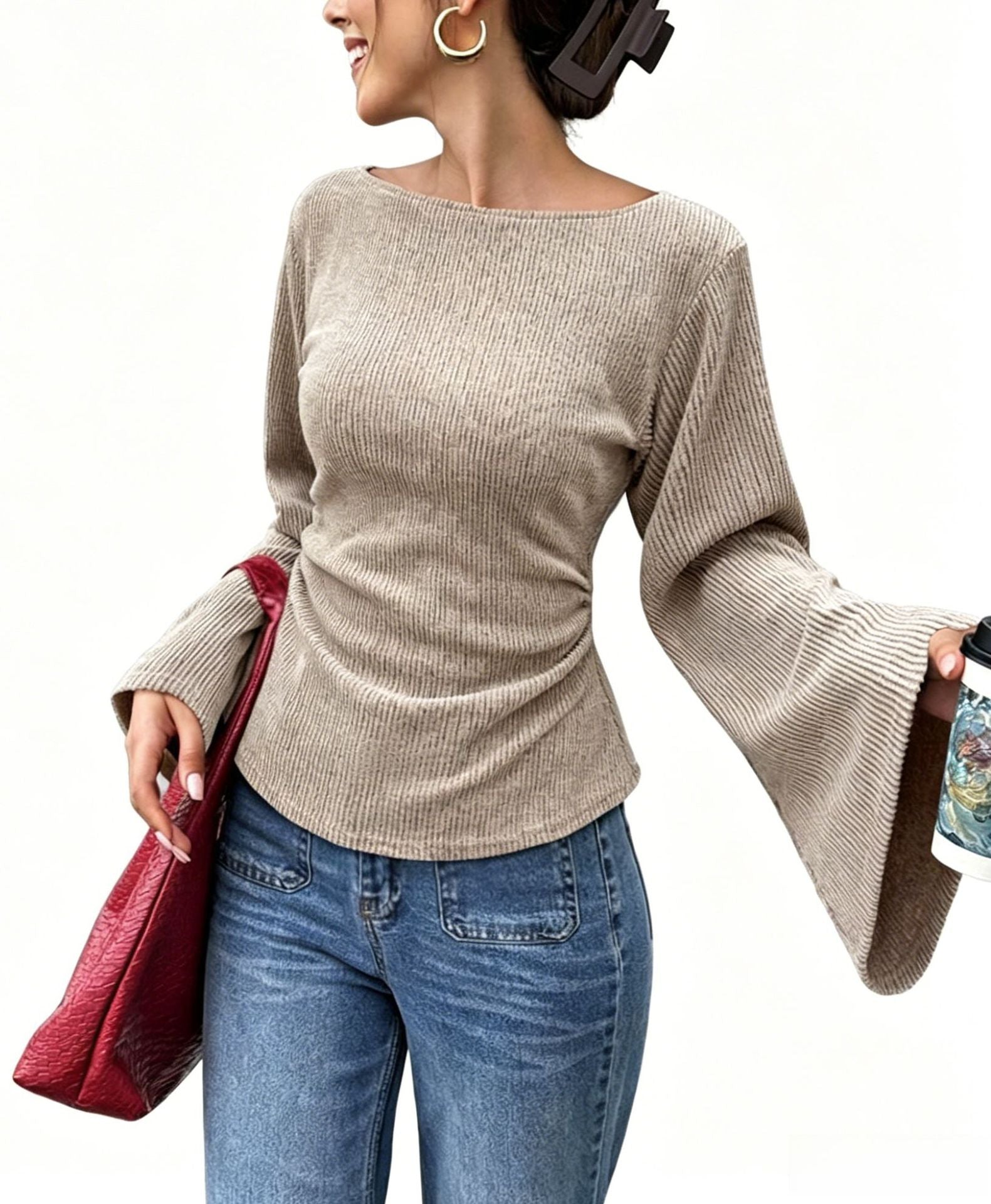 Brushed long-sleeve T-shirt