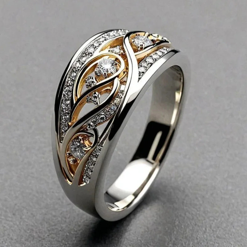 Light Luxury Fashion Palace-Style Patterned Zircon Ring