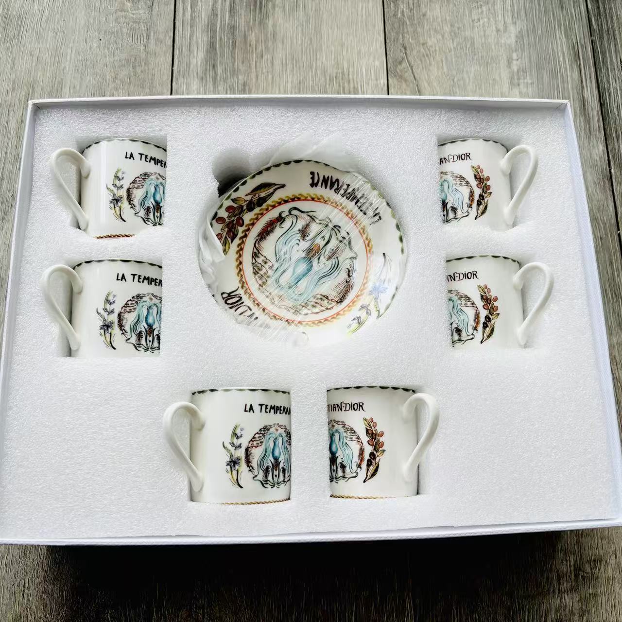 European Retro Ceramic Coffee Cup and Saucer Set