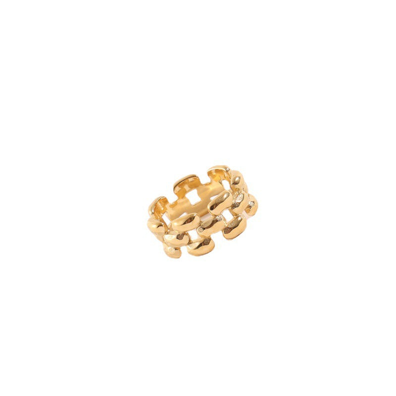 Titanium Steel Gold Plated Chain Ring