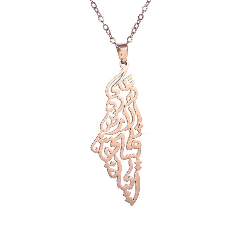 Geometric Map Pendant Necklace Unisex Jewelry