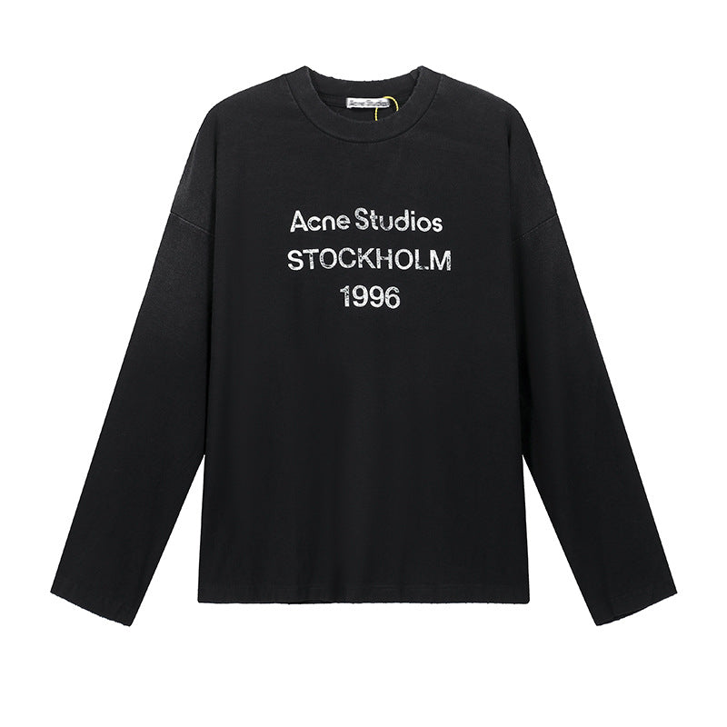 Letter-printed high street long-sleeved T-shirts for men and women