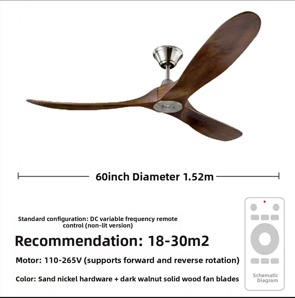 Retro Wood Ceiling Fan with Light and Remote Control