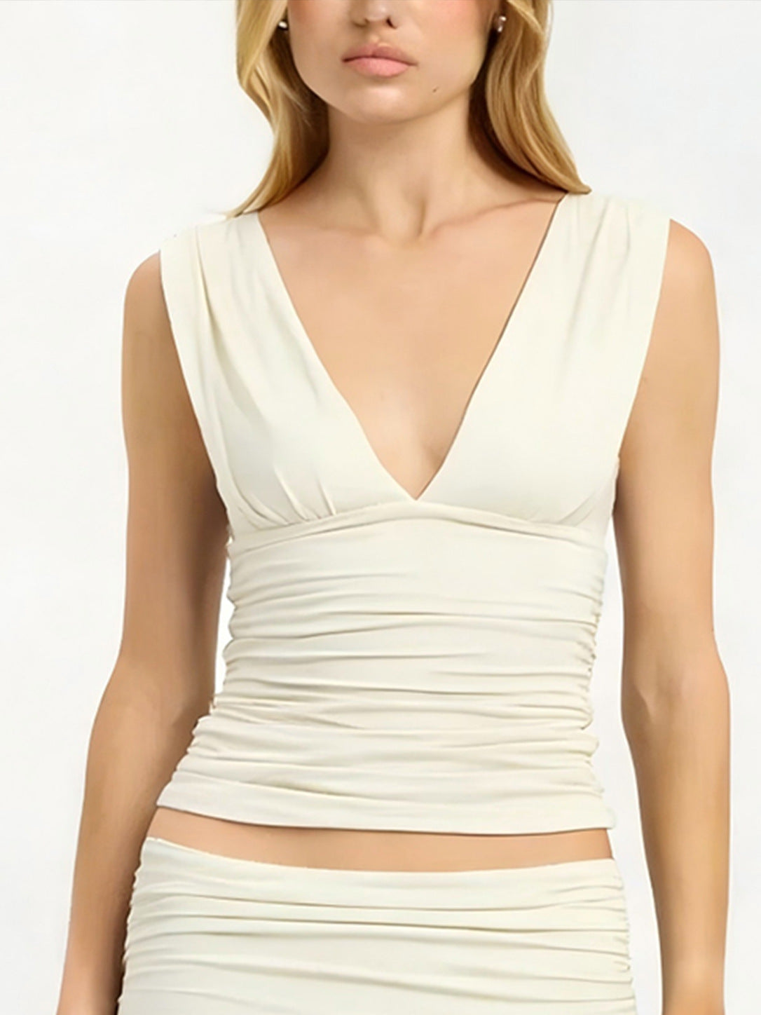 Sleeveless Ruched Waist Tank Top