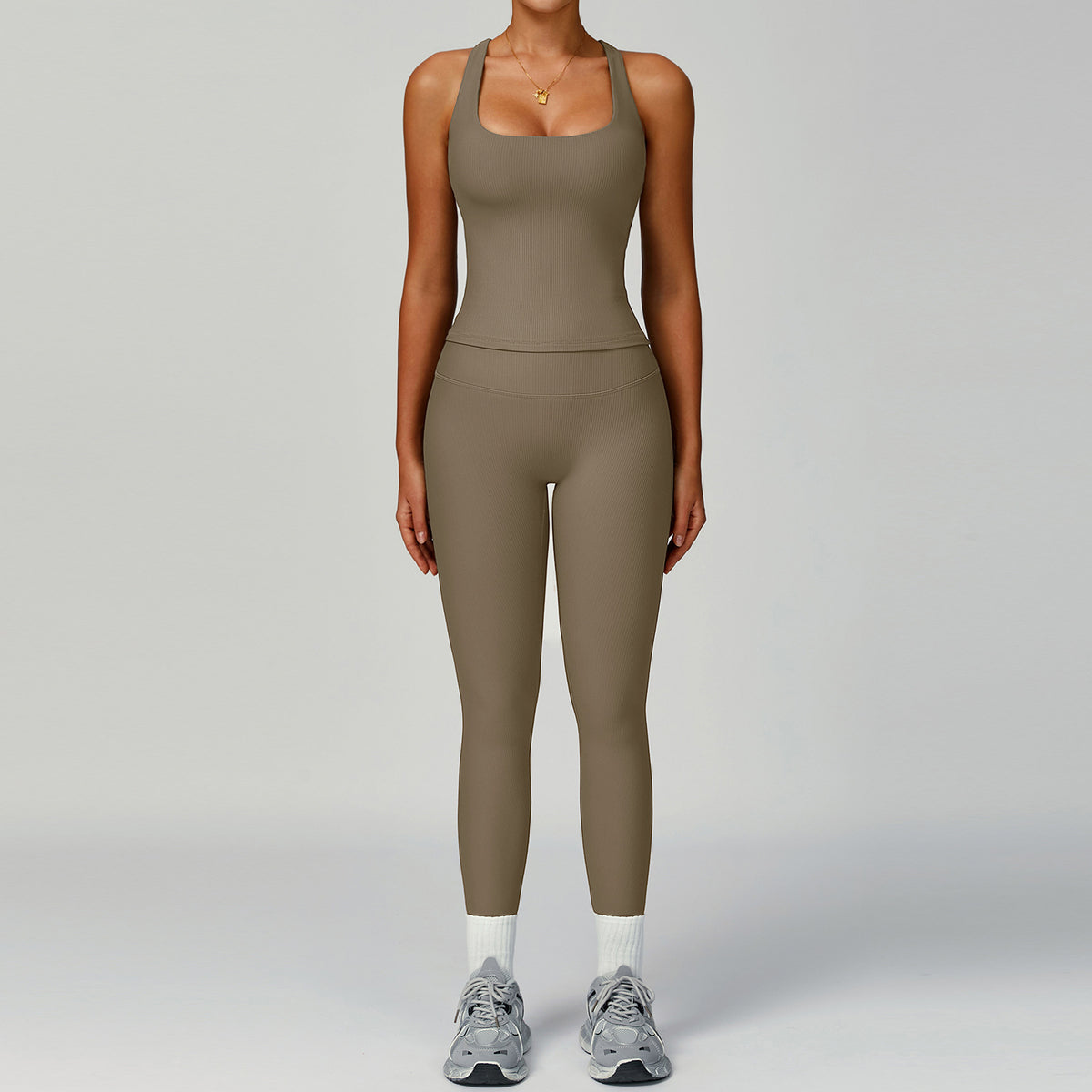 Womens High-Waisted Yoga Set with Moisture-Wicking Fabric