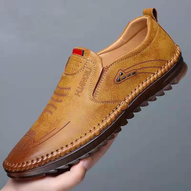 Mens Leather Stitched Loafers