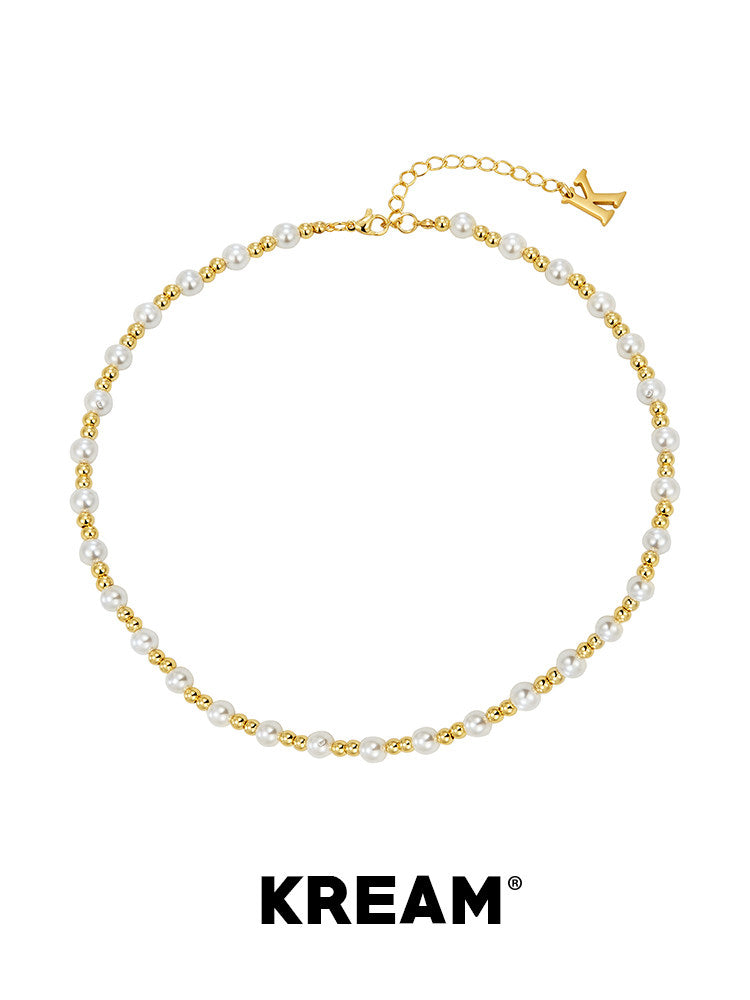 Gold Plated Shell Pearl Unisex Necklace