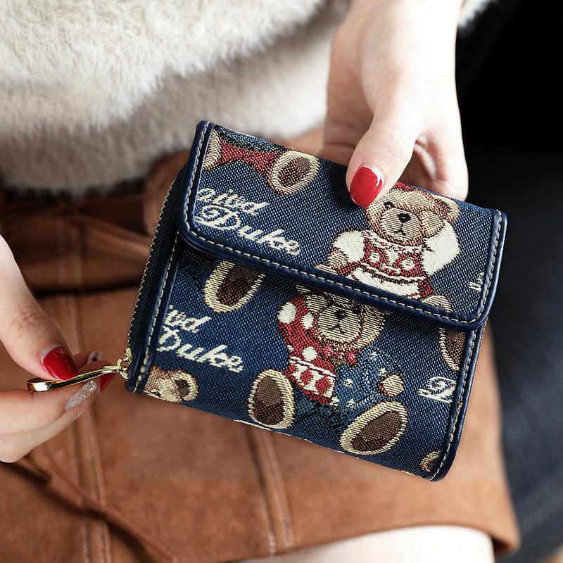 Korean Style Corduroy Folding Wallet