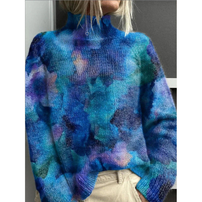 Print Women's High-Neck Faux Sweater